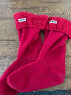 Hunter Red Cable Cuff Fleece Tall Boot Liner Insert Socks